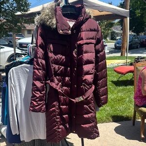 MICHAEL Michael Kors Red Puffer Jacket Mid-Length Quilted